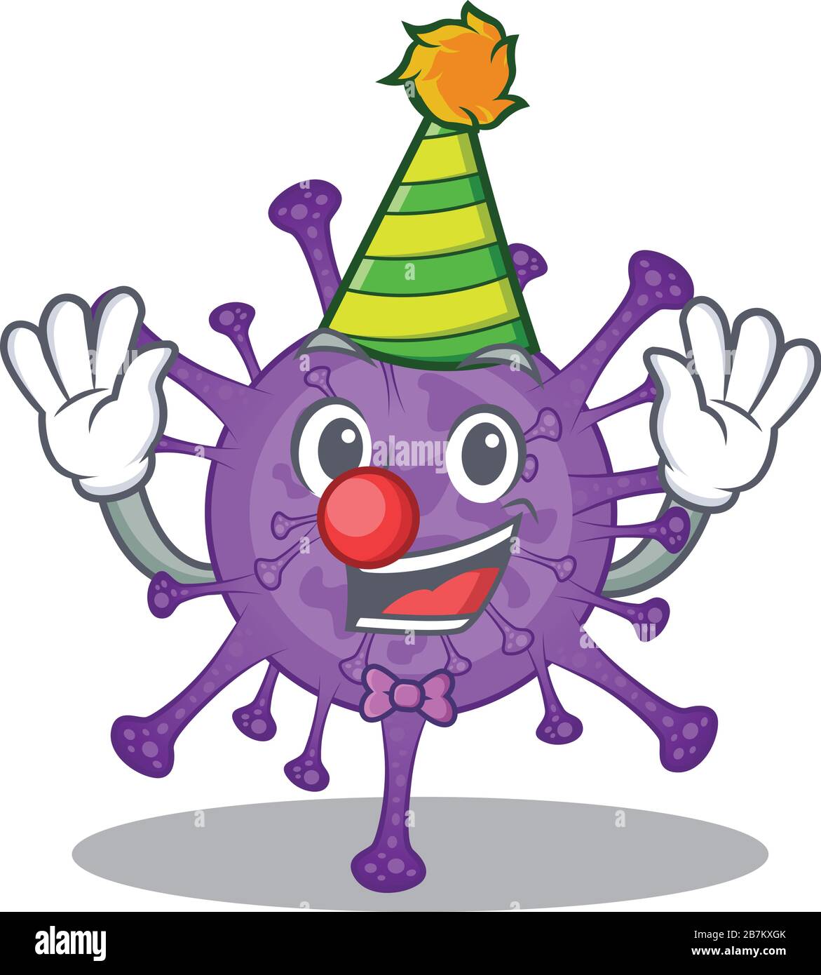 Cute And Funny Clown Bovine Coronavirus Cartoon Character Mascot