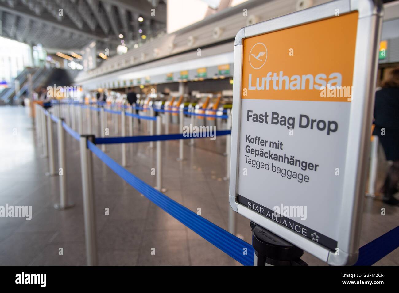 Lufthansa check in counter, feature, general, border motif, Frankfurt  Airport, ticket halls, on March 16, 2020 in Frankfurt/Germany. | usage  worldwide Stock Photo - Alamy