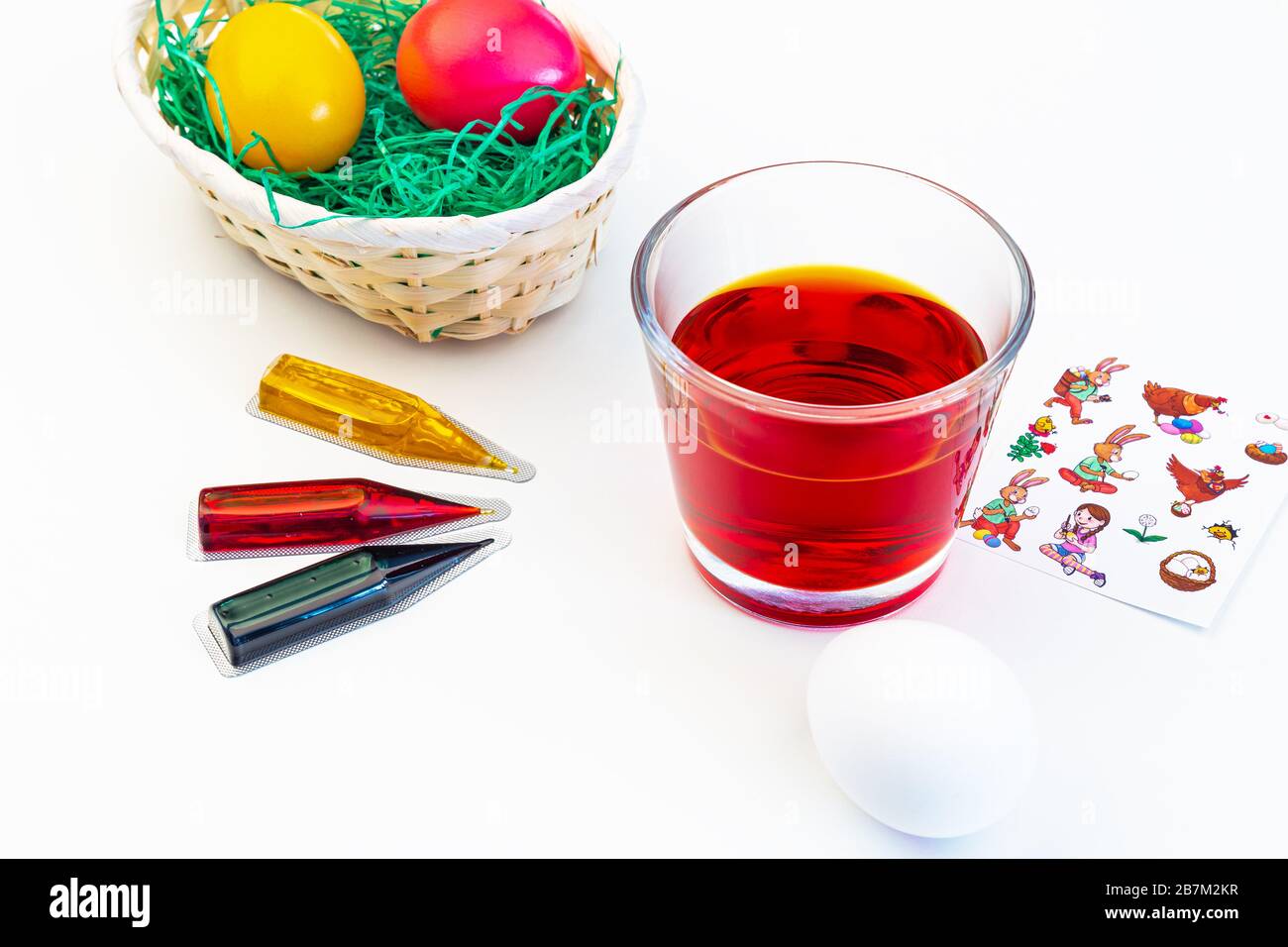 Dyeing and decorating easter eggs Stock Photo