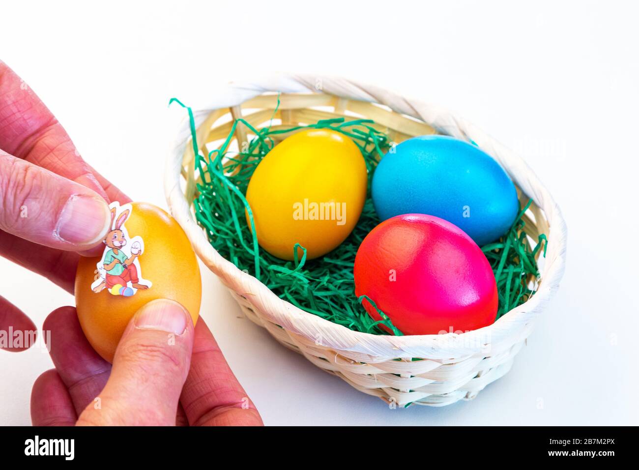 Dyeing and decorating easter eggs Stock Photo