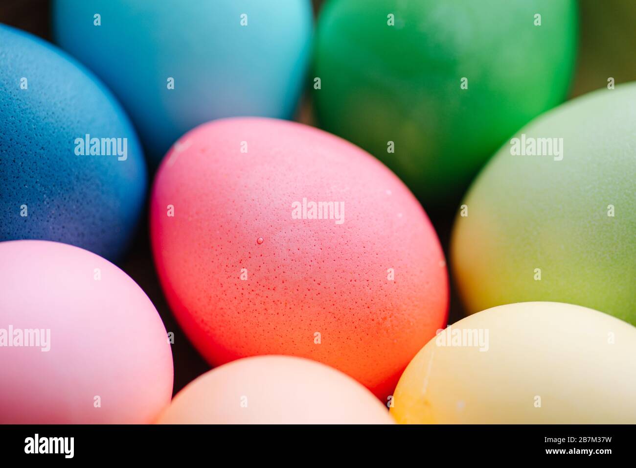 The Easter holiday concept. Multi colored eggs Stock Photo