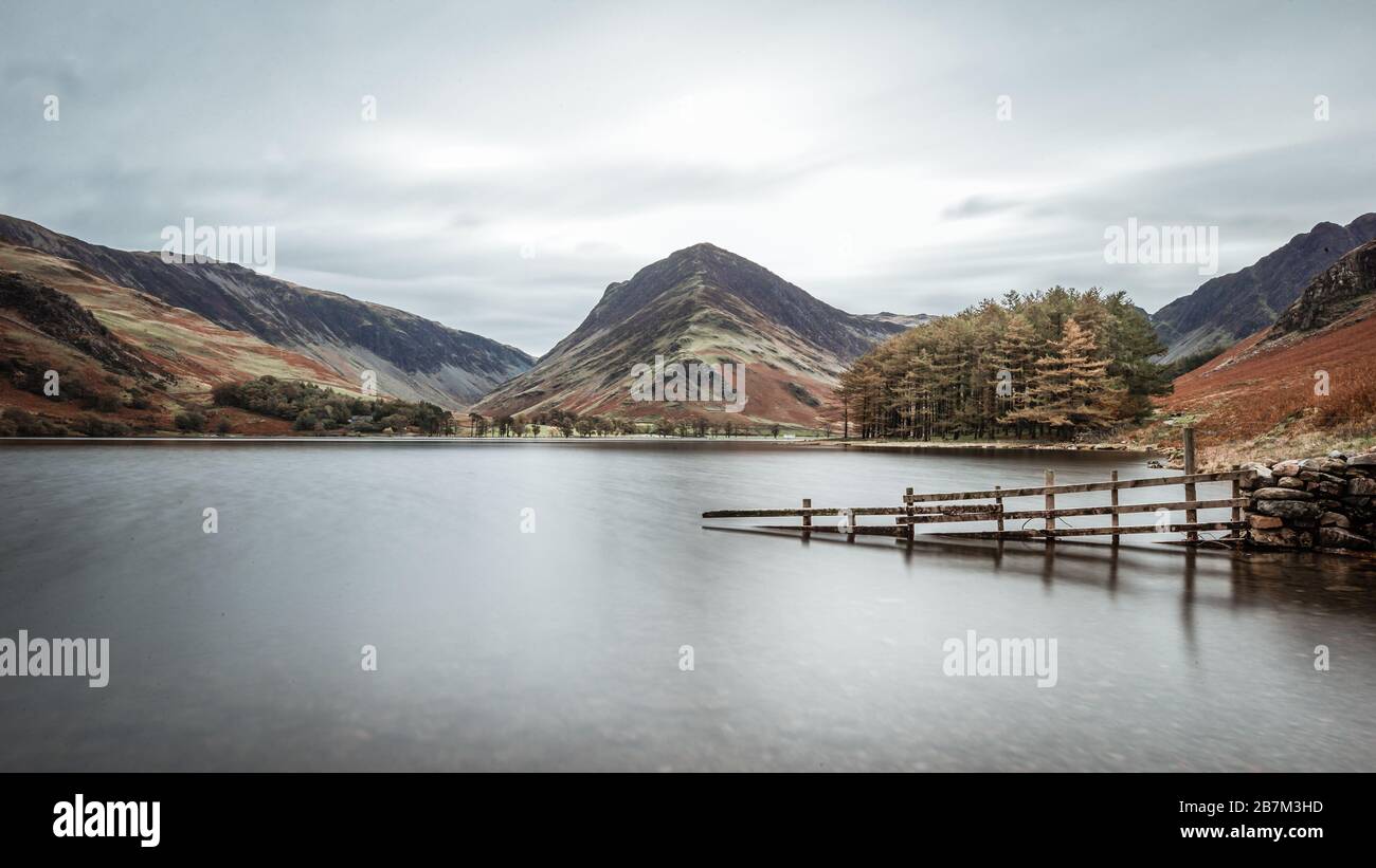 Calmness in England's largest National Park, The Lake District is a region and national park in Cumbria in northwest England. Stock Photo