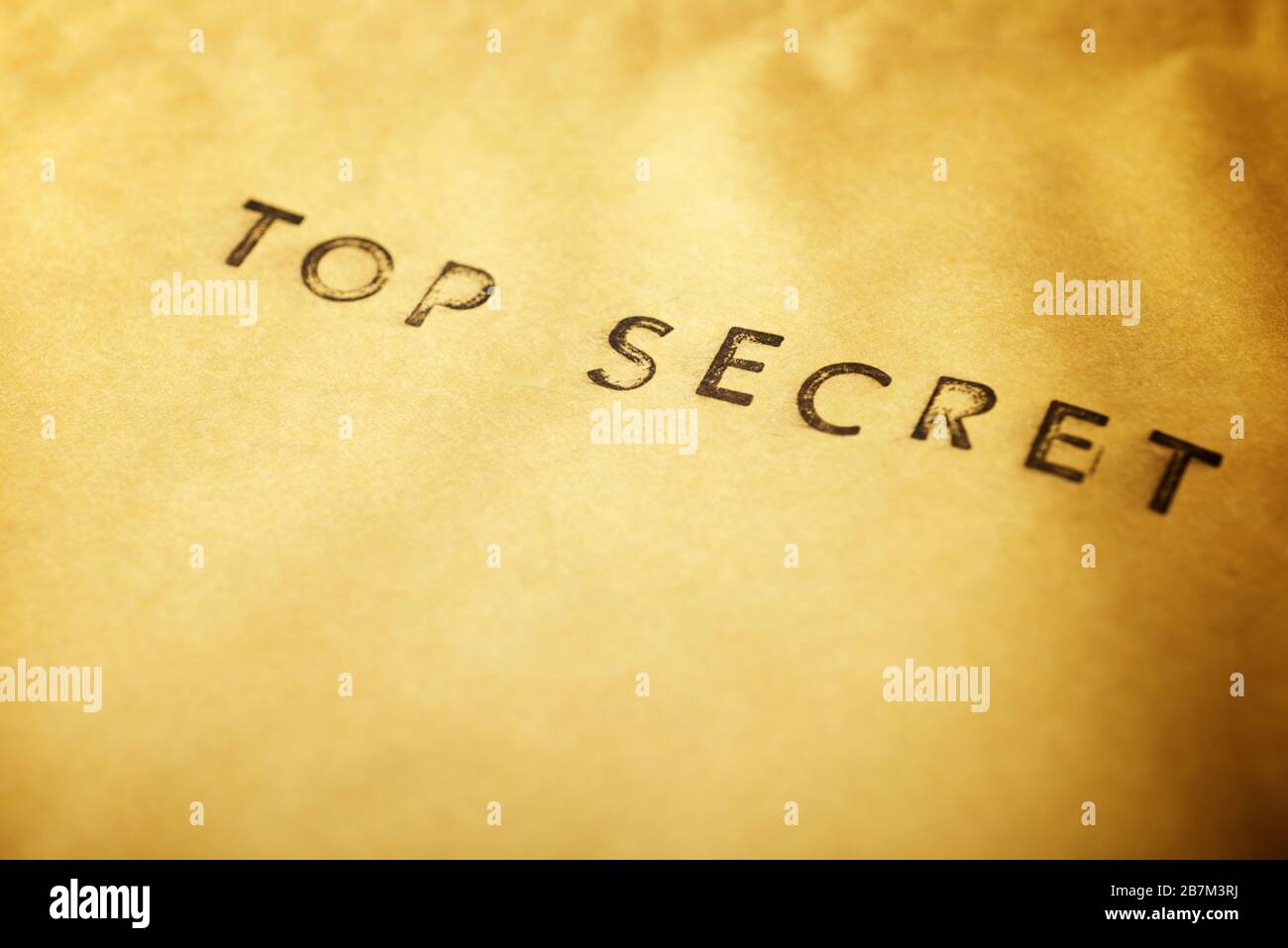 Top secret sentence on a brown envelope. Stock Photo