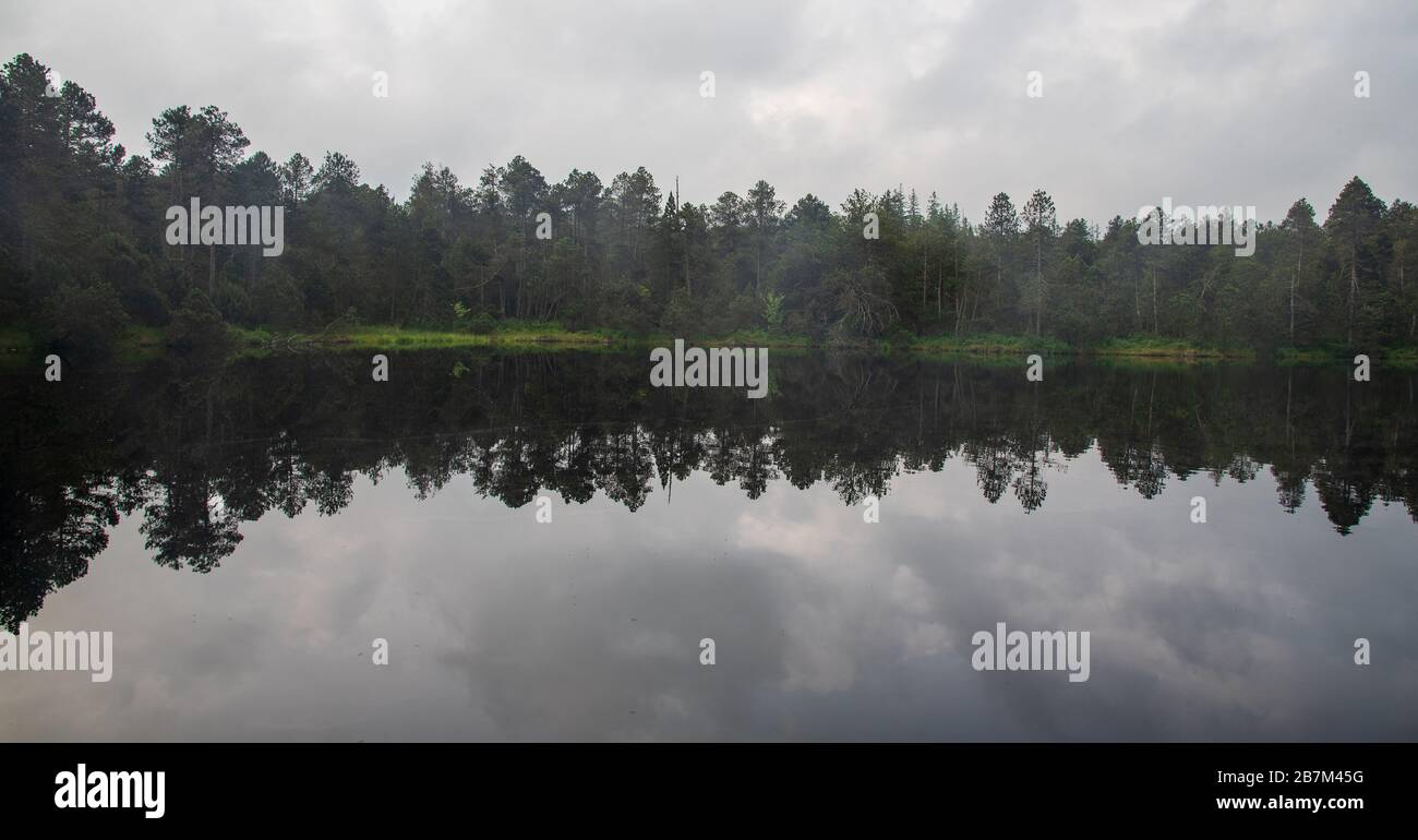 Velke mechove jezirko moss lake on Rejviz in Jeseniky mountains in Czech republic Stock Photo