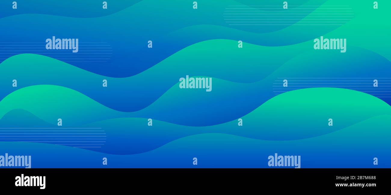 Abstract dynamic fluid gradient colorful blue and green wave with line ...