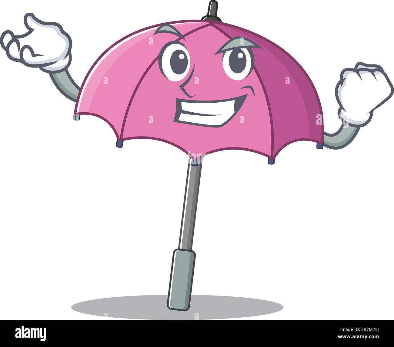 Pink umbrella cartoon character style with happy face Stock Vector