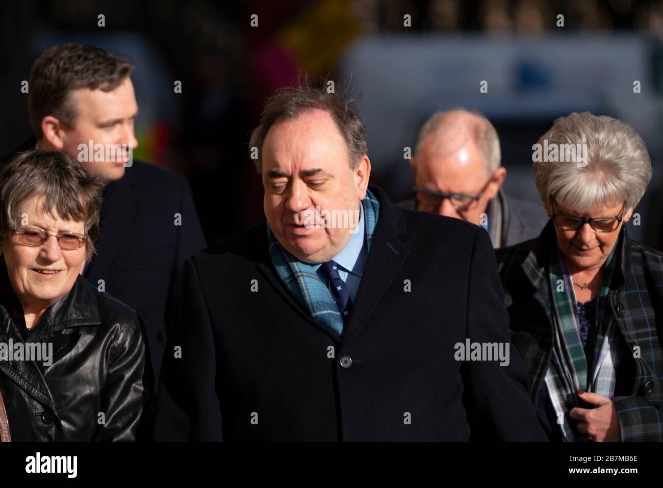 Edinburgh, Scotland, UK. 17 March, 2020.  Alex Salmond arrives at High Court in Edinburgh on the seventh day of his trial.  Iain Masterton/Alamy Live News Stock Photo
