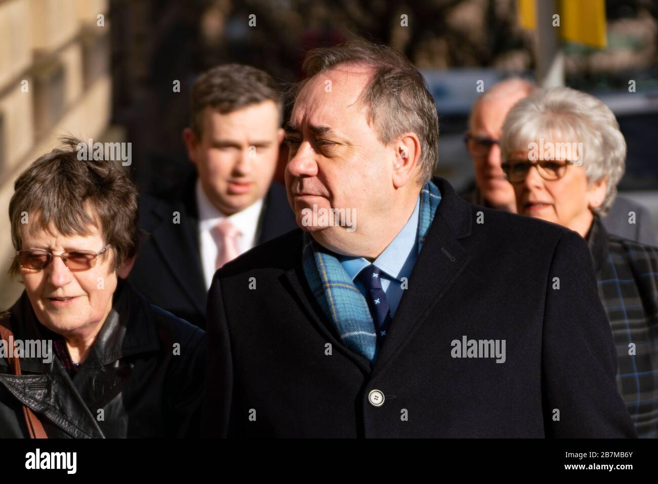 Edinburgh, Scotland, UK. 17 March, 2020.  Alex Salmond arrives at High Court in Edinburgh on the seventh day of his trial.  Iain Masterton/Alamy Live News Stock Photo