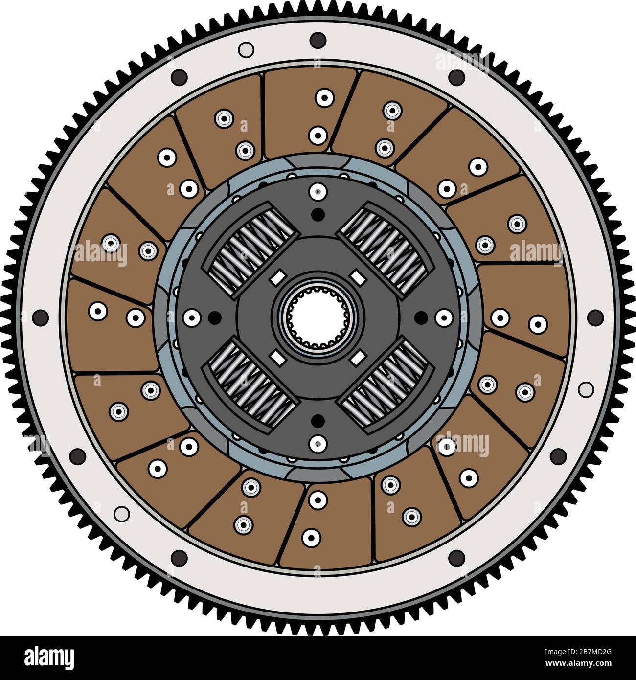 Flywheel and clutch disc. Vector illustration Stock Vector