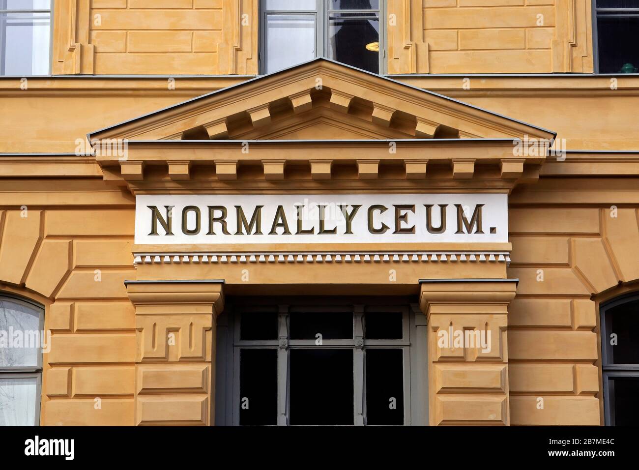 Normal Lyceum of Helsinki, Finland. Finland is closing schools on March 18, moving to distance learning, in effort to limit the spread of coronavirus. Helsinki, Finland. March 17, 2020. Stock Photo