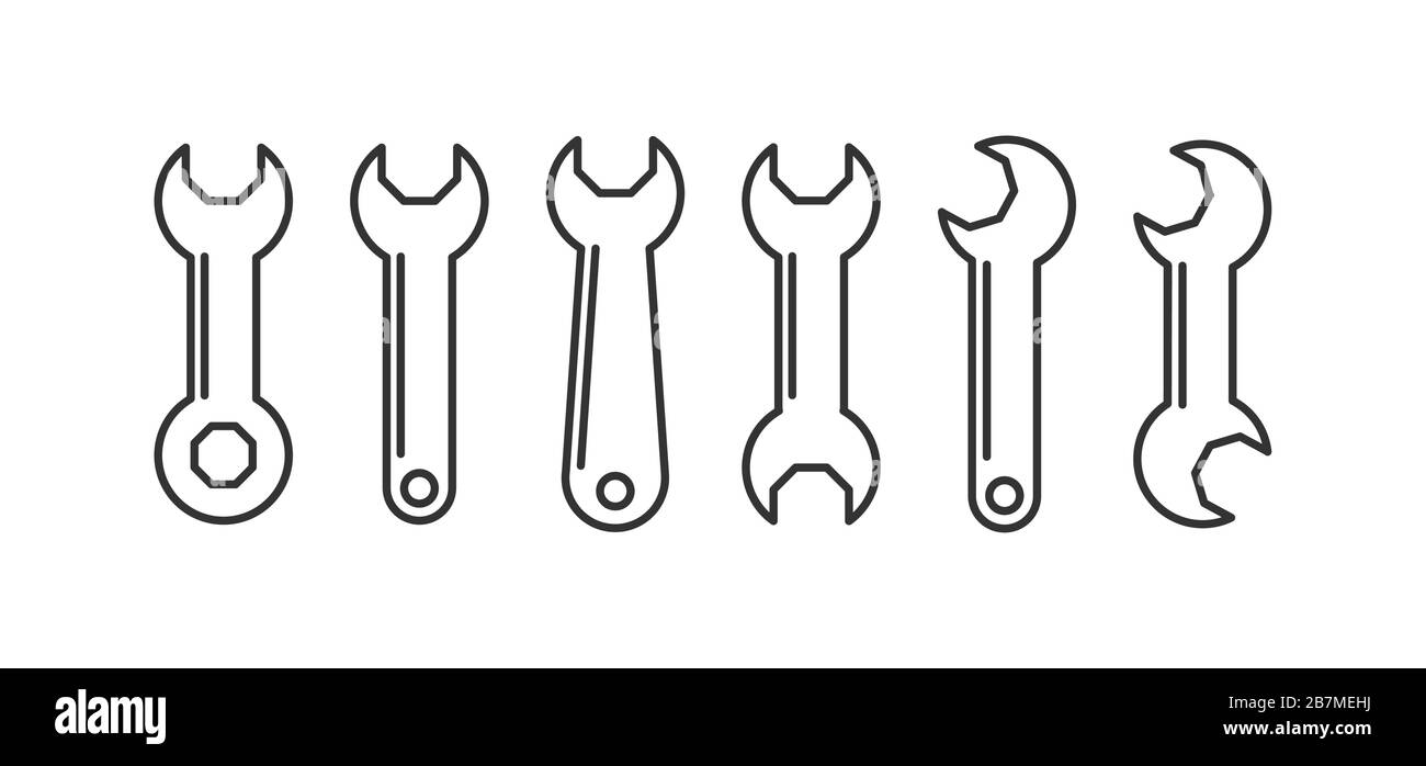 set of locksmith keys for an octagonal nut. Stock vector illustration. Empty outline, simple design for sticker, sticker, website or app Stock Vector