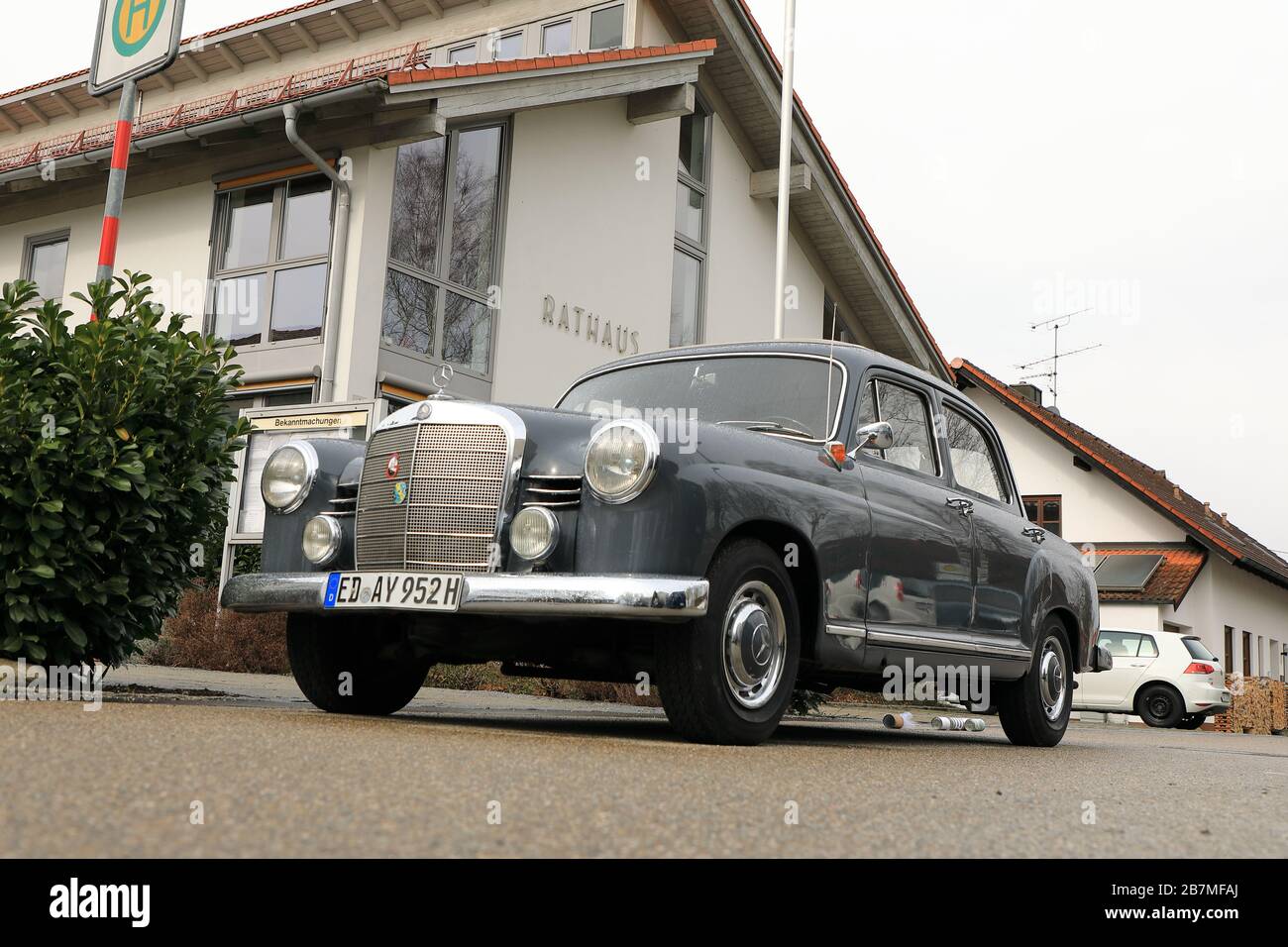 Oldtimer Mercedes 180 Modell year 1962 used for a wedding Stock Photo