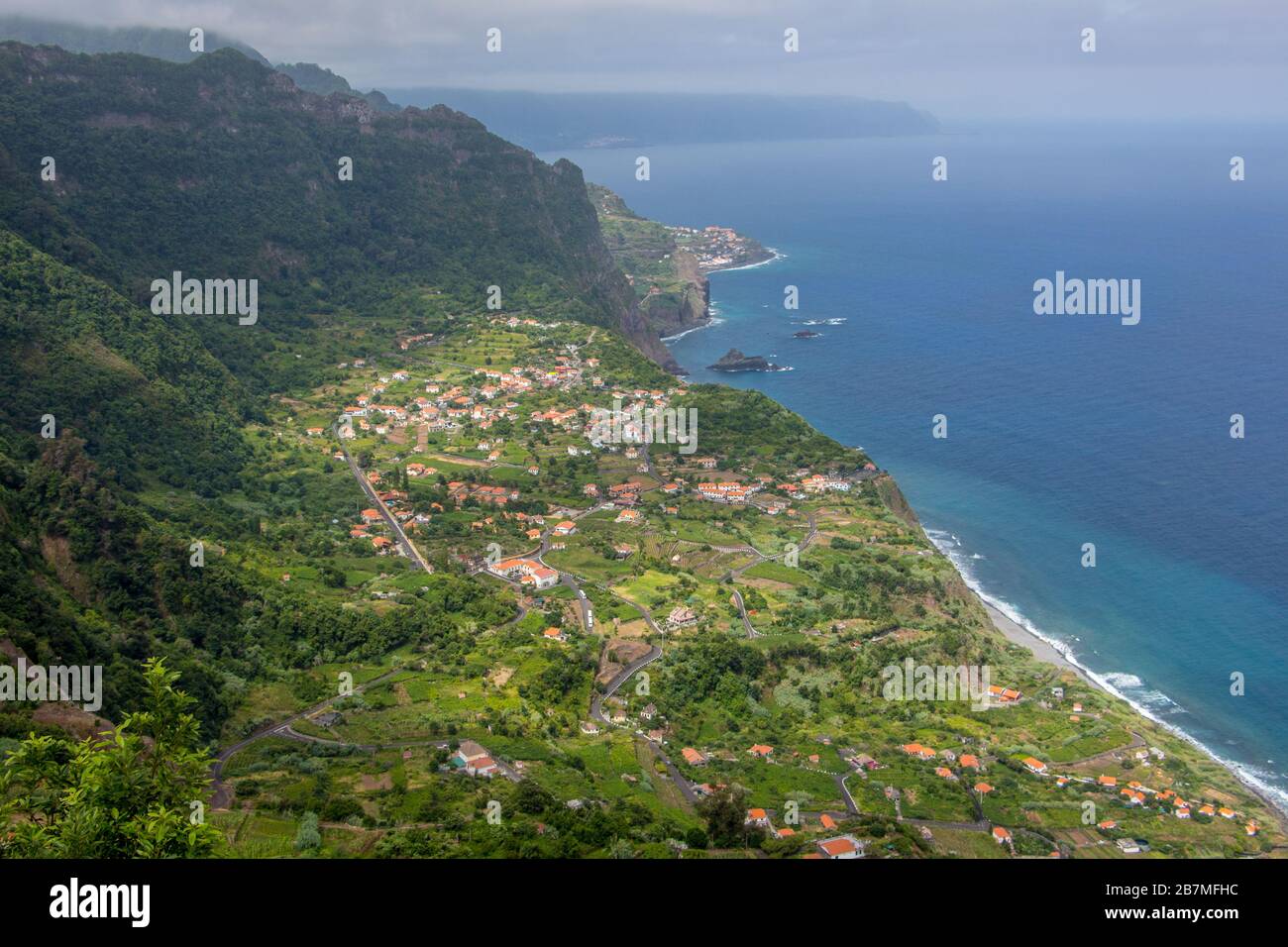 Ponta delgada in madeira north coast panorama mountain view sea Stock ... - Panoramic Mountain Views Of Ocean