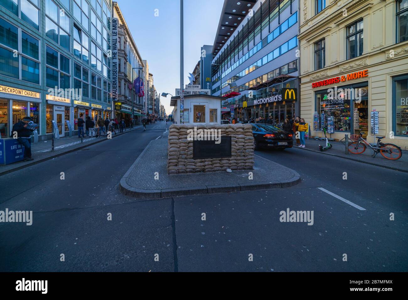 Charlie Point Berlin, Germany - February 9, 2020 : Checkpoint Charlie. Berlin Wall ...