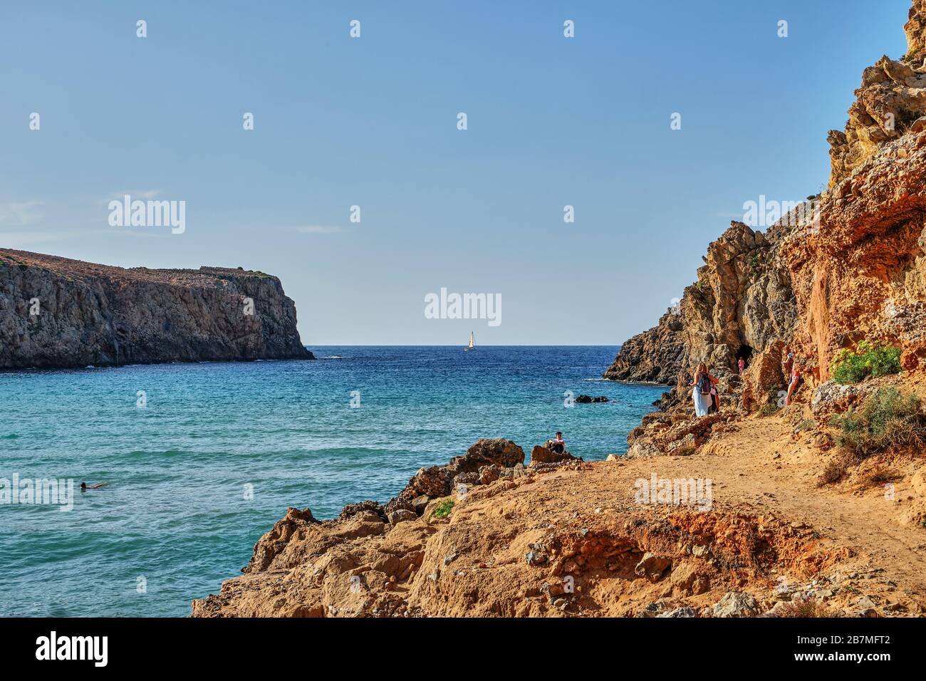 Cala Domestica, particular sardinian beach in a closed cliff, Buggerru, Sardinia, Italy Stock Photo