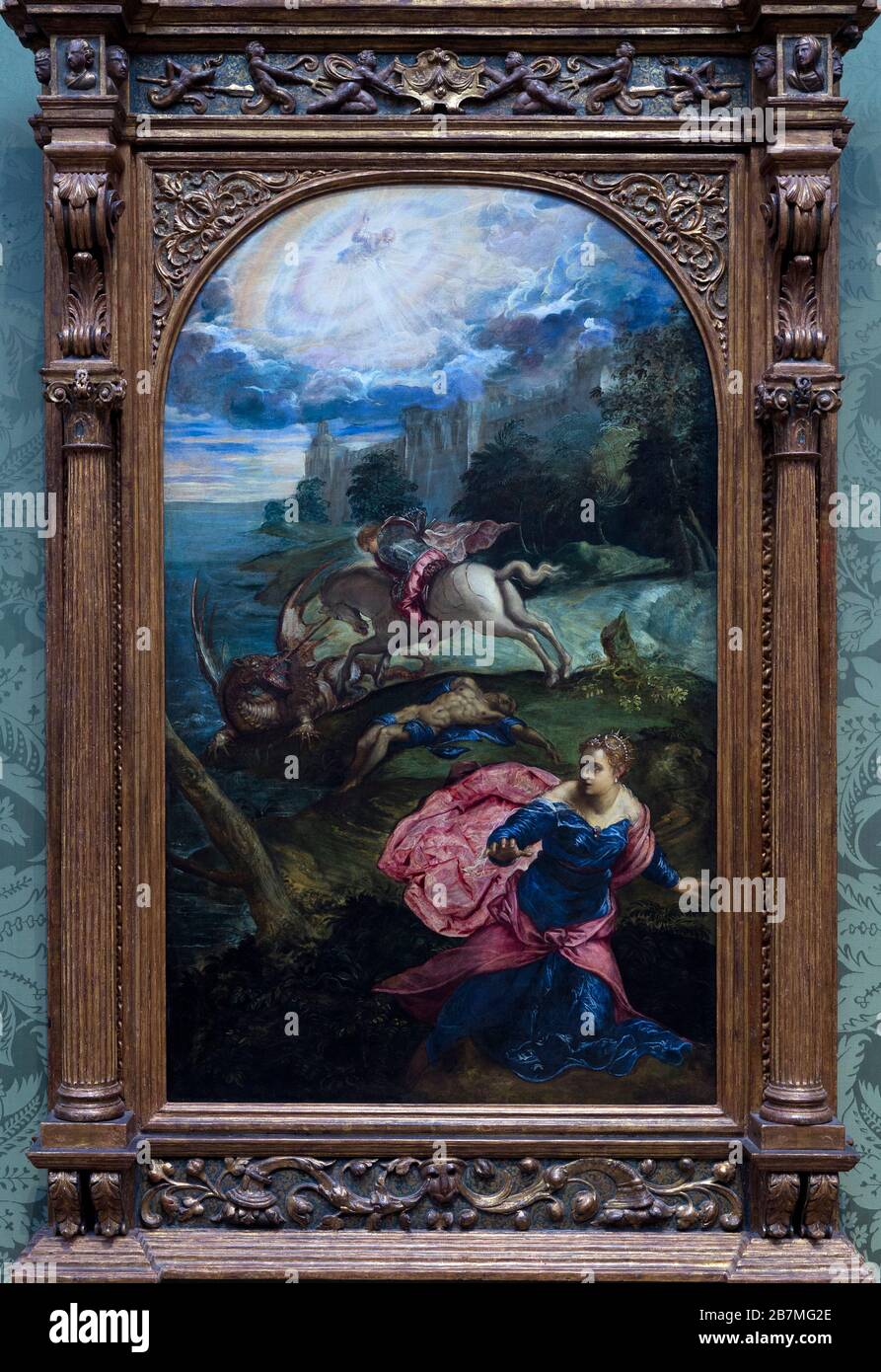 Saint and the Dragon, Jacopo Tintoretto, circa 1555 Stock Photo