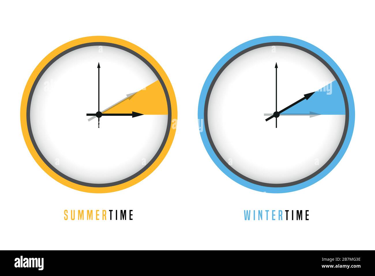 summer and winter time clock daylight saving vector illustration EPS10 Stock Vector