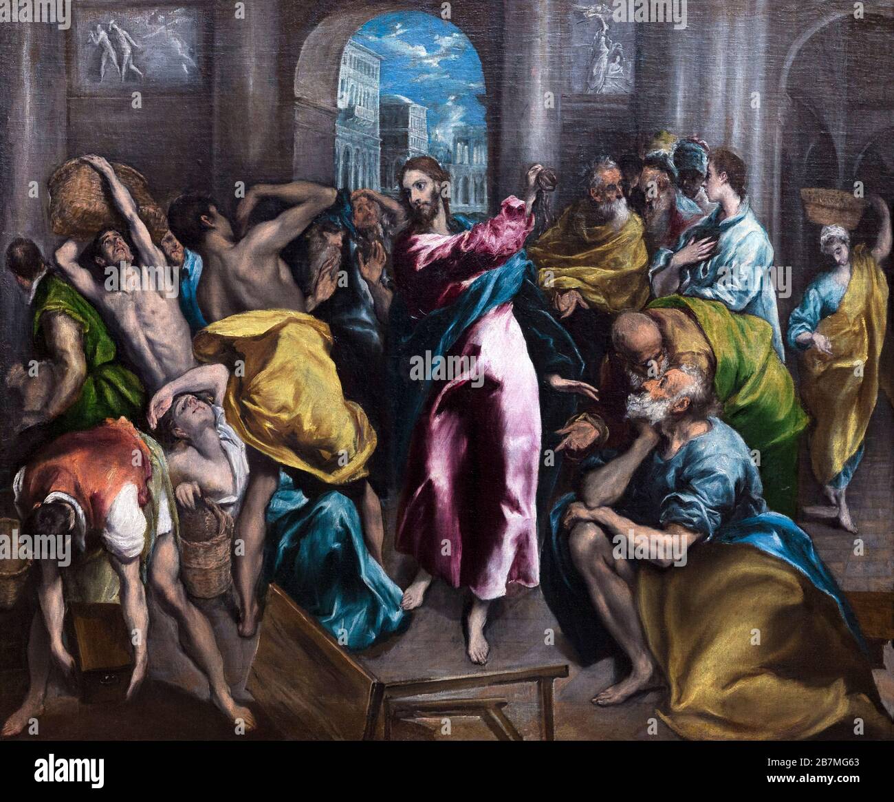 Christ driving the Traders from the Temple, El Greco, circa 1600, Stock Photo