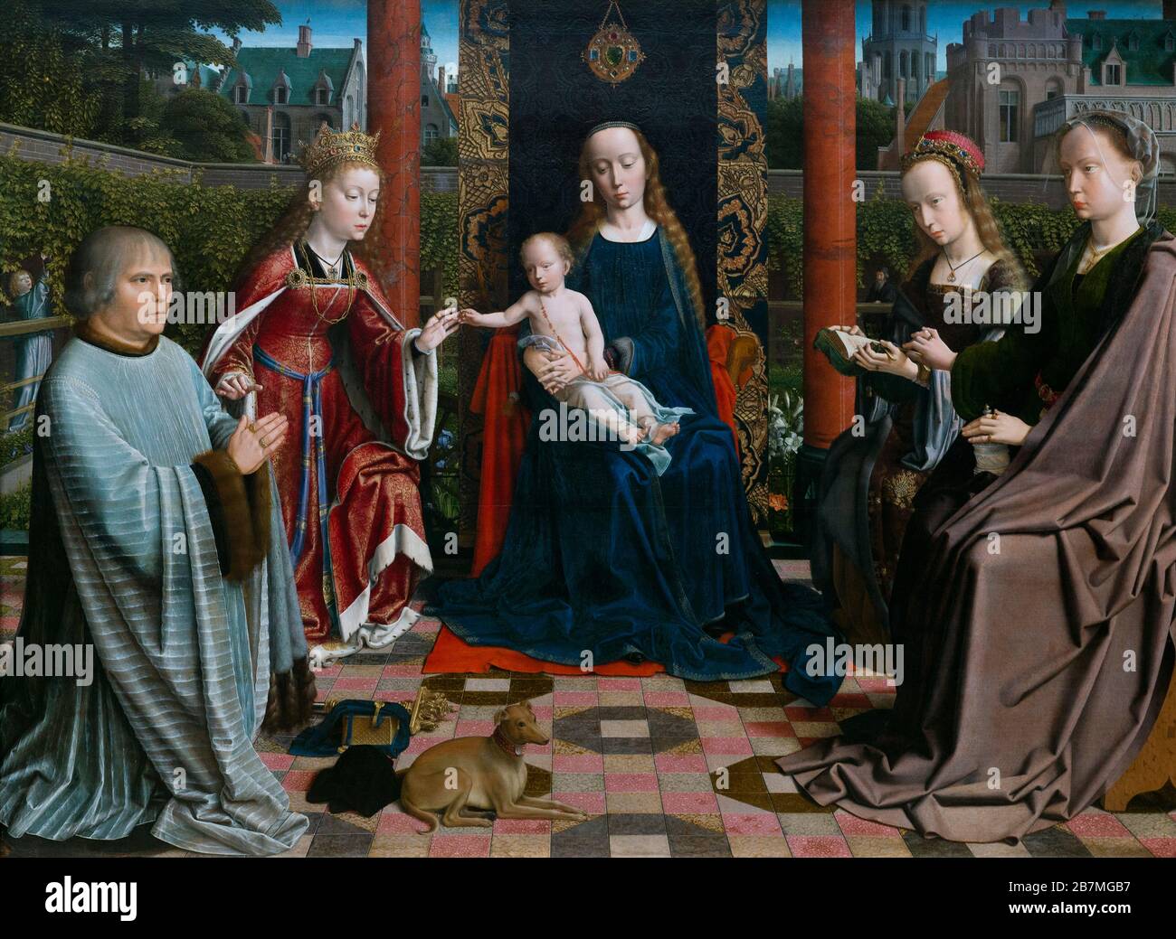 Virgin and Child with Saints and Donor, Gerard David, circa 1510, Stock Photo