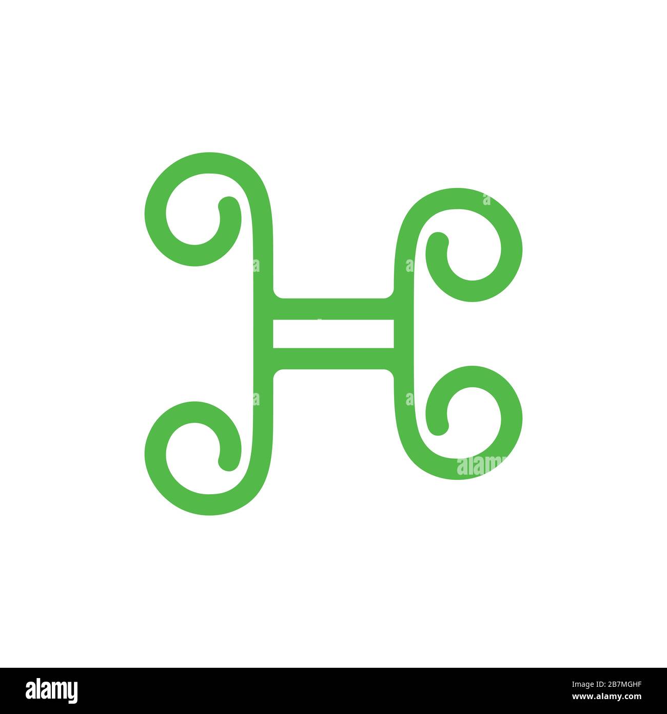 letter h thin line spiral logo vector Stock Vector