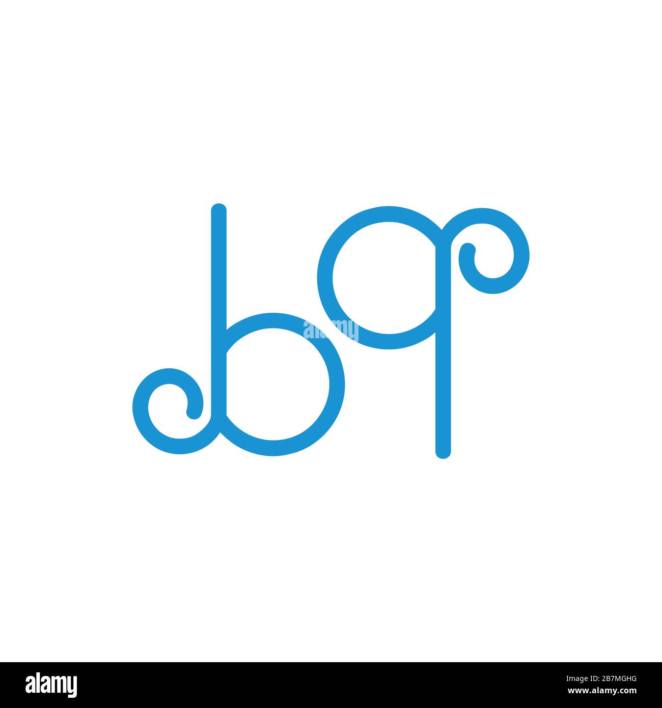 letter bq thin line spiral logo vector Stock Vector