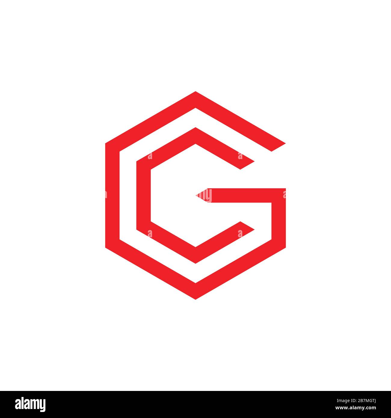 letter gc hexagonal lines geometric roof logo vector Stock Vector