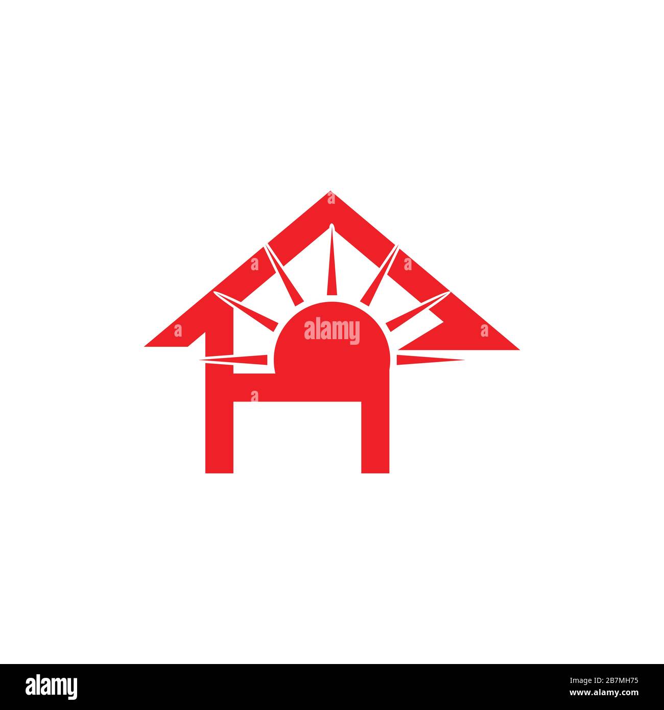 letter h home sun geometric logo vector Stock Vector