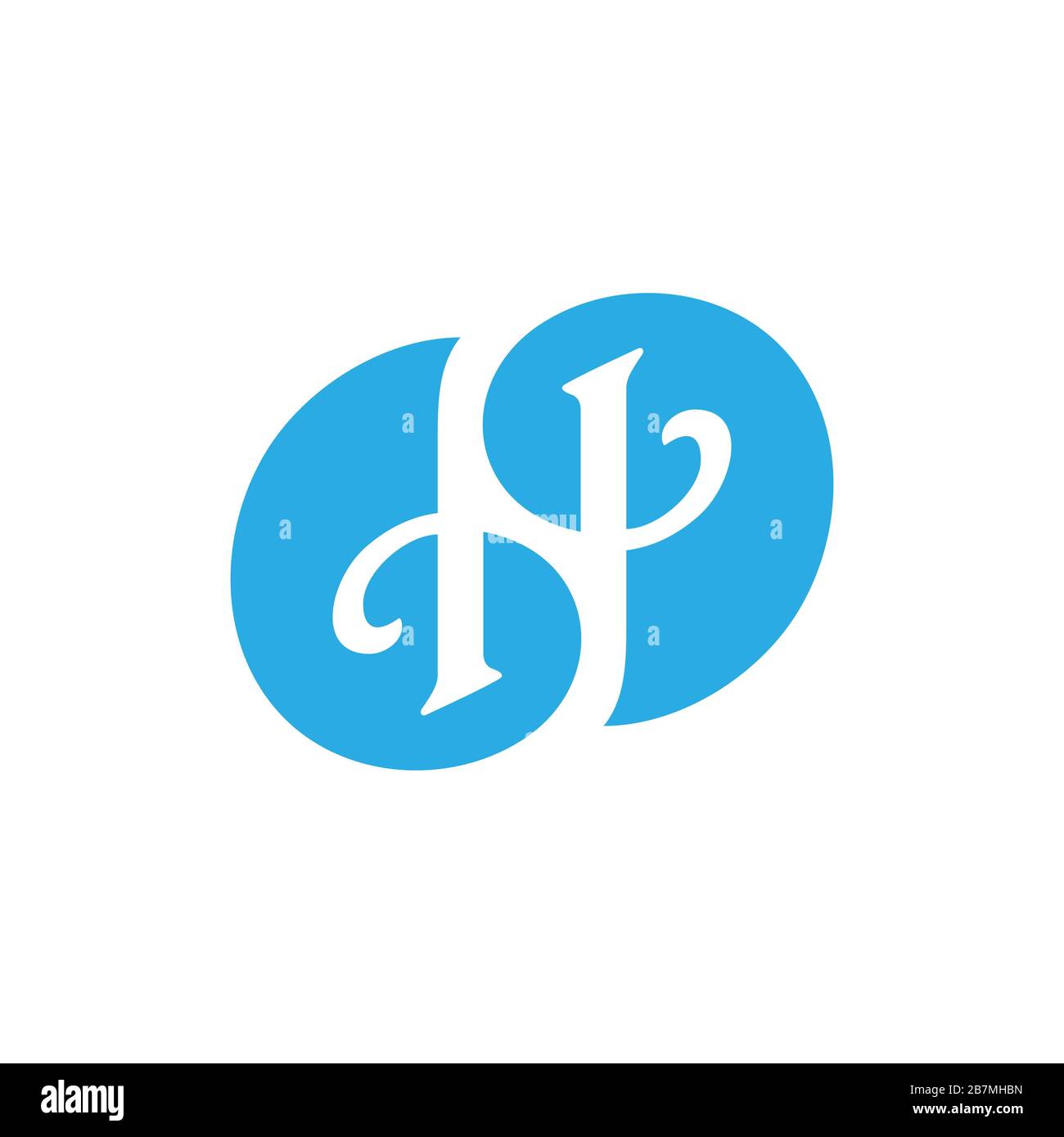 letters hn curves negative space logo Stock Vector