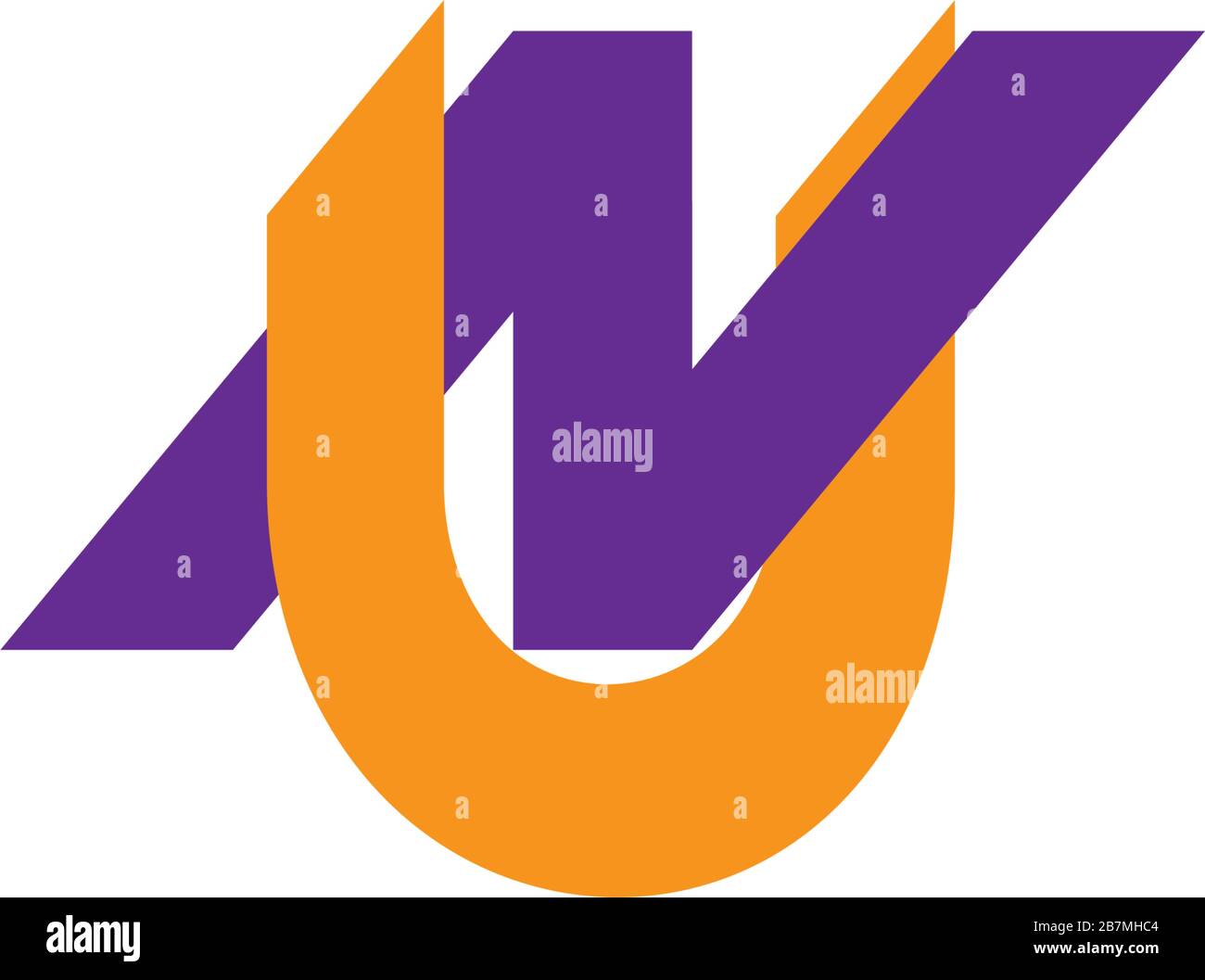 letter nu simple linked colorful logo vector Stock Vector