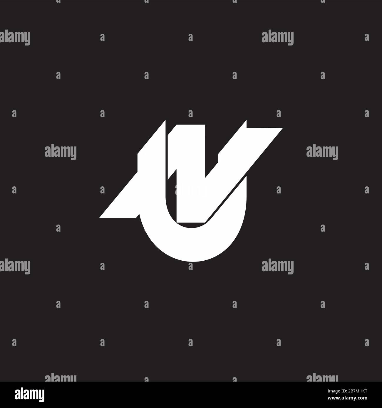 letter nu simple linked flat 3d overlapping logo vector Stock Vector