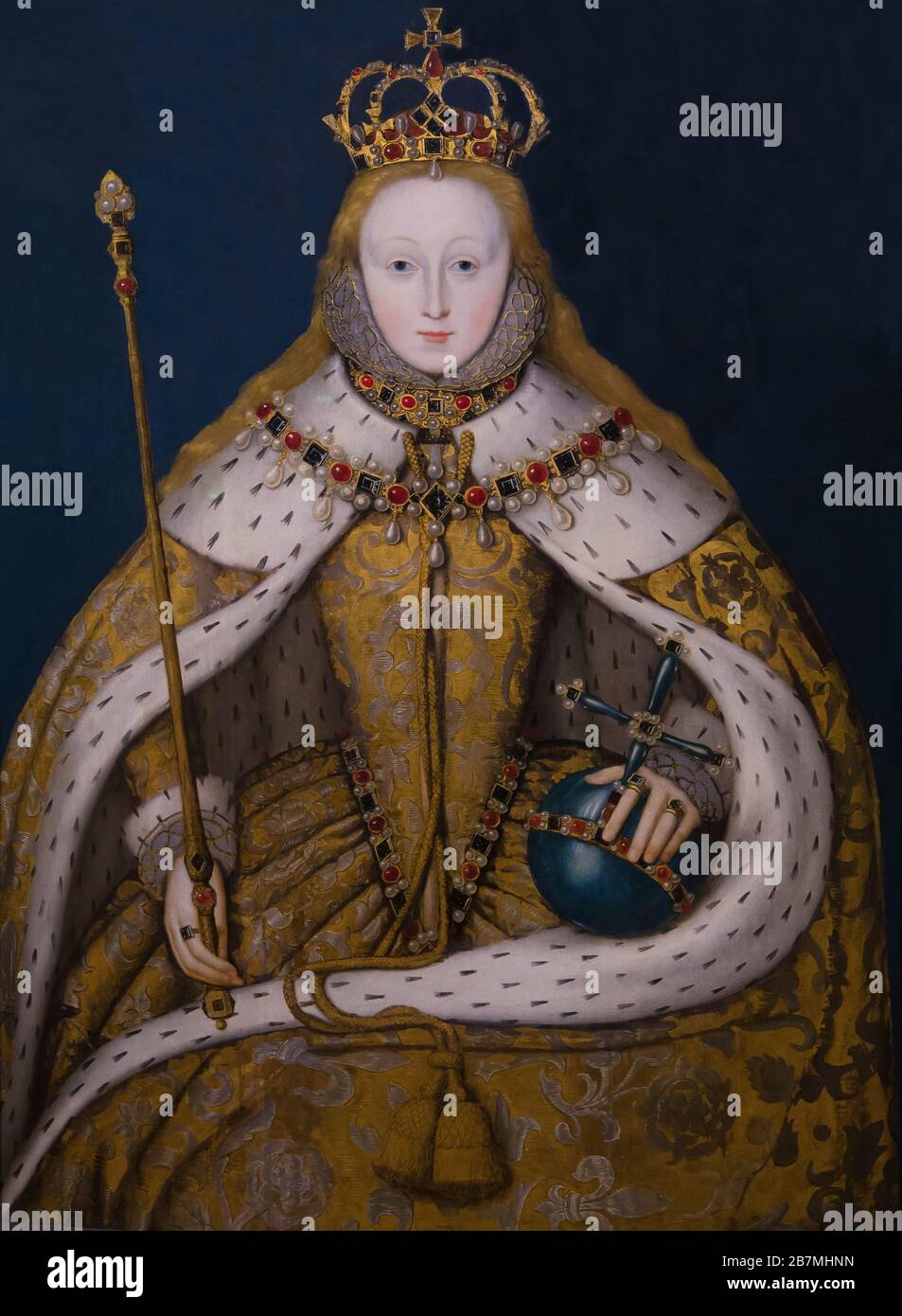 Queen Elizabeth I, Coronation Portrait,  unknown artist, circa 1600, Stock Photo