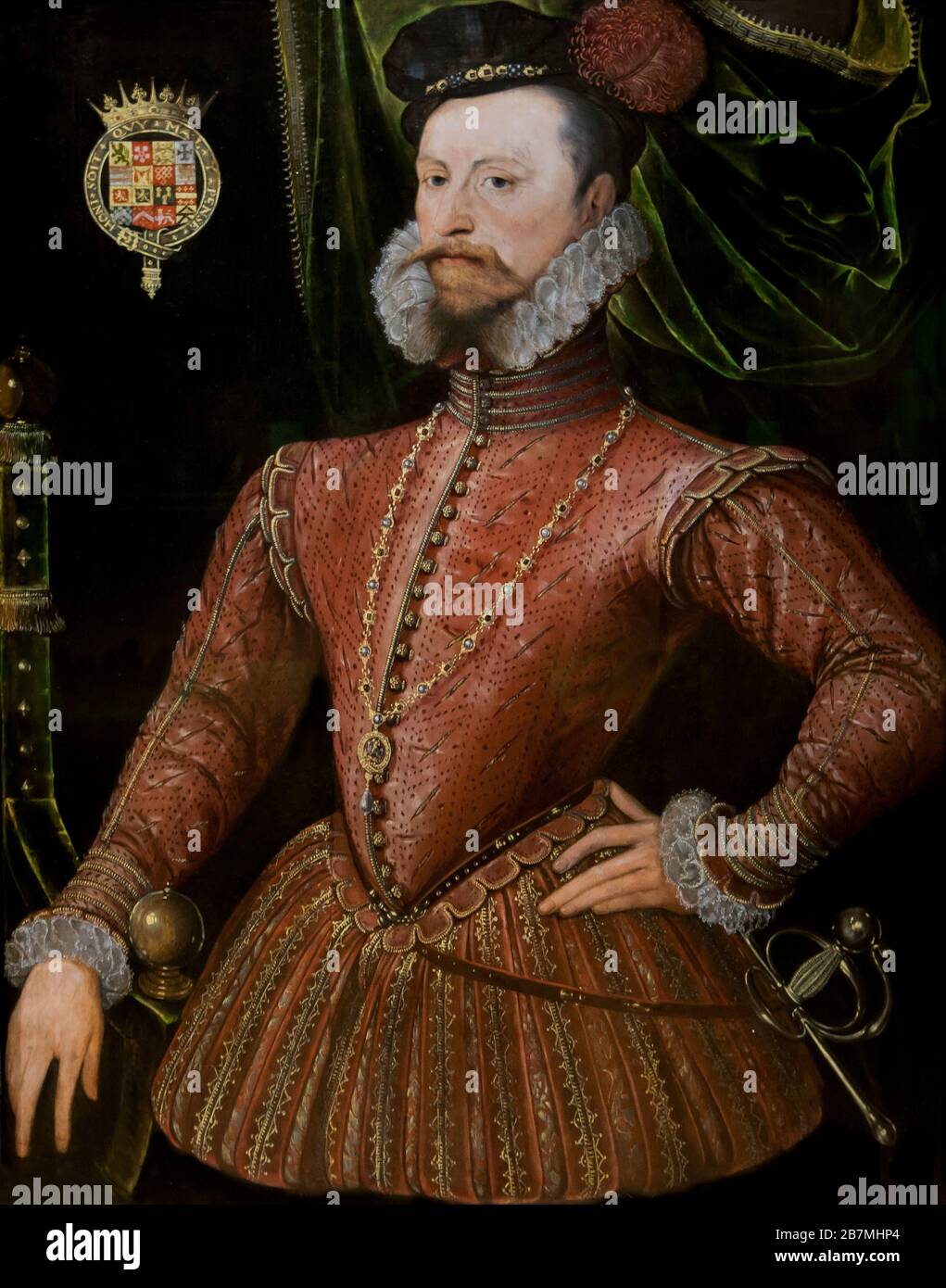 Robert Dudley, Ist Earl of Leicester, unknown artist, circa 1575, Stock Photo