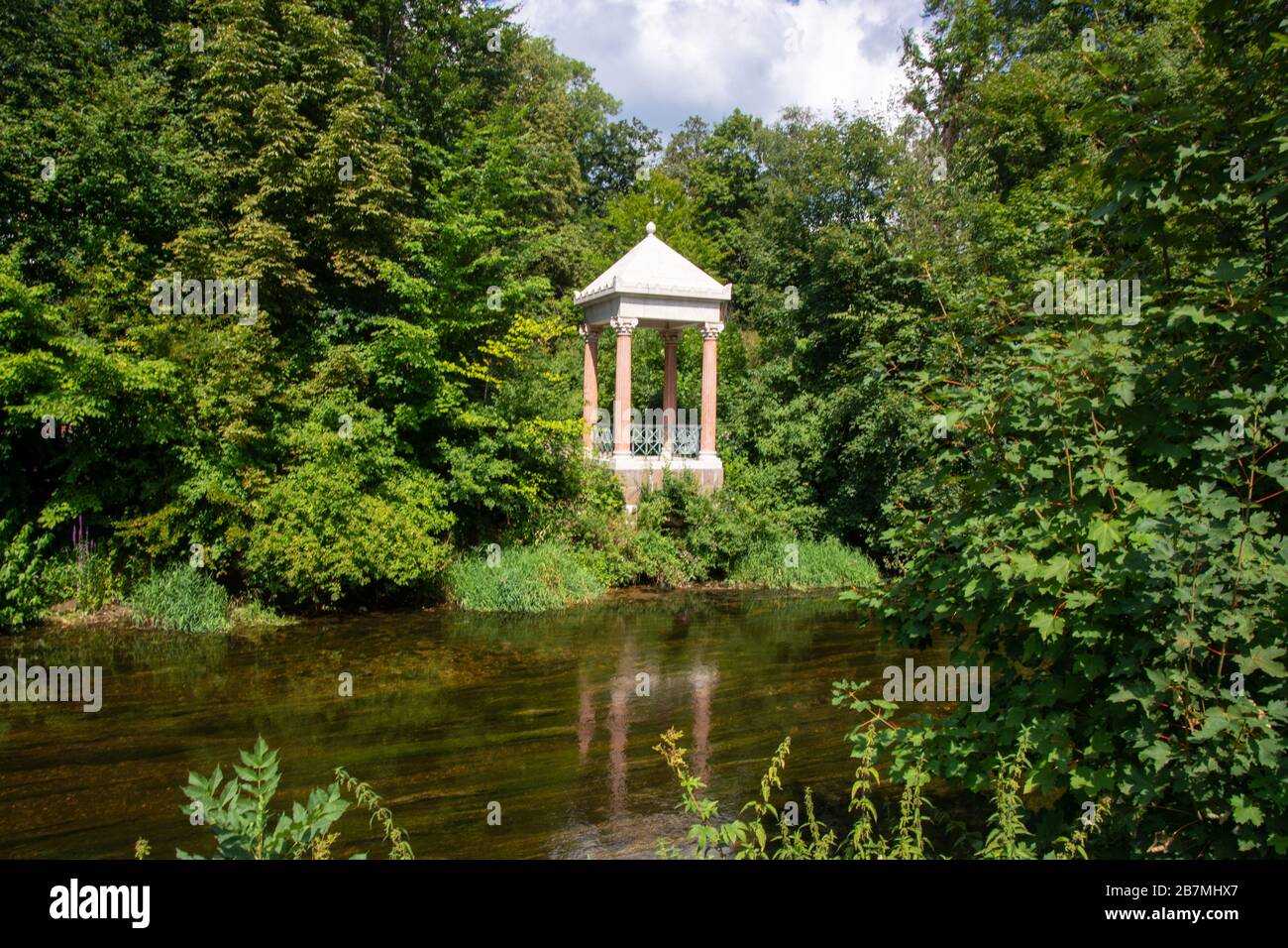 Danube Temple  at Brigach river in Donaueschingen in the Blackforest / Germany Stock Photo
