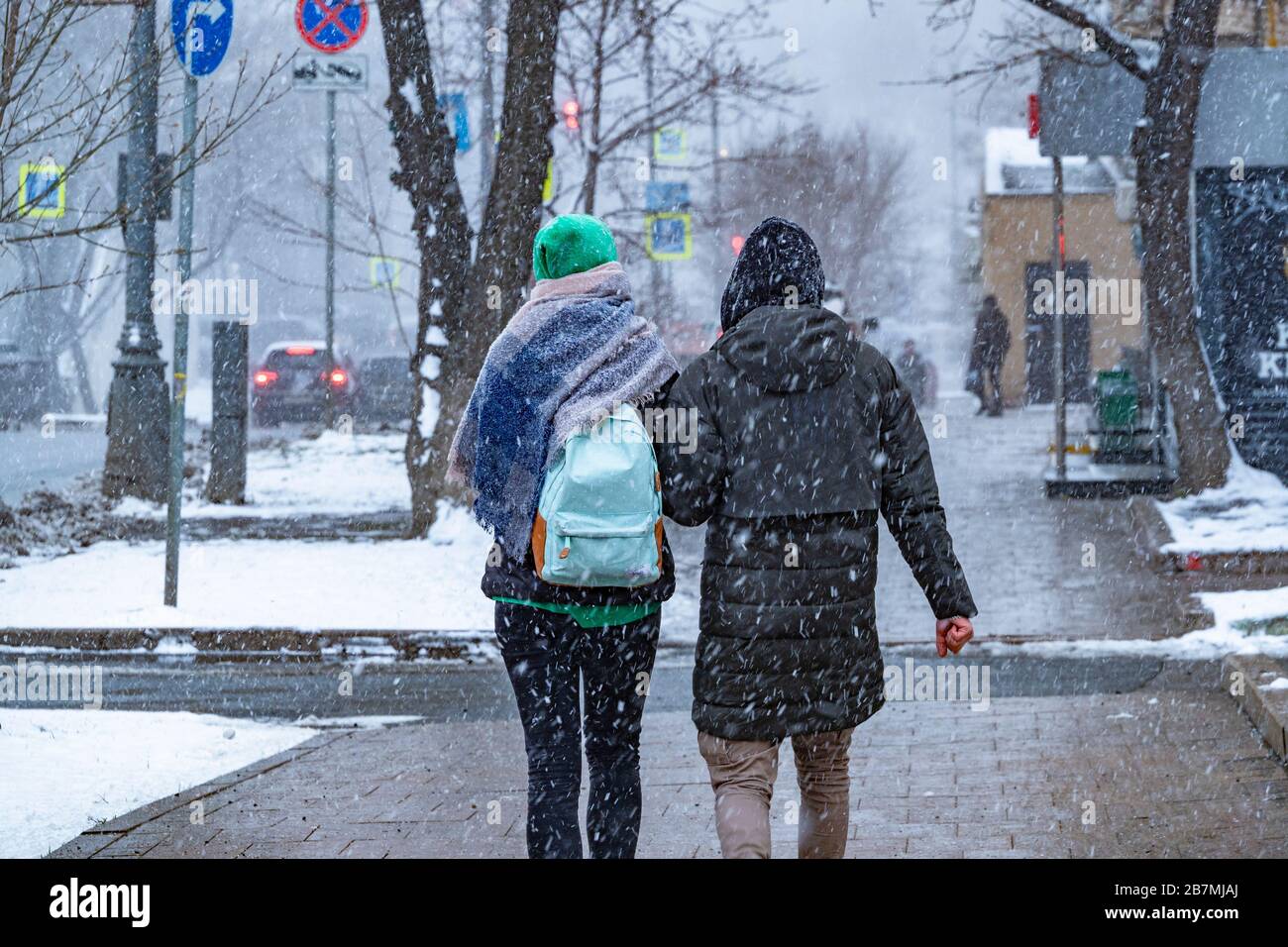 Spring snowfall in Moscow, Russia Stock Photo - Alamy