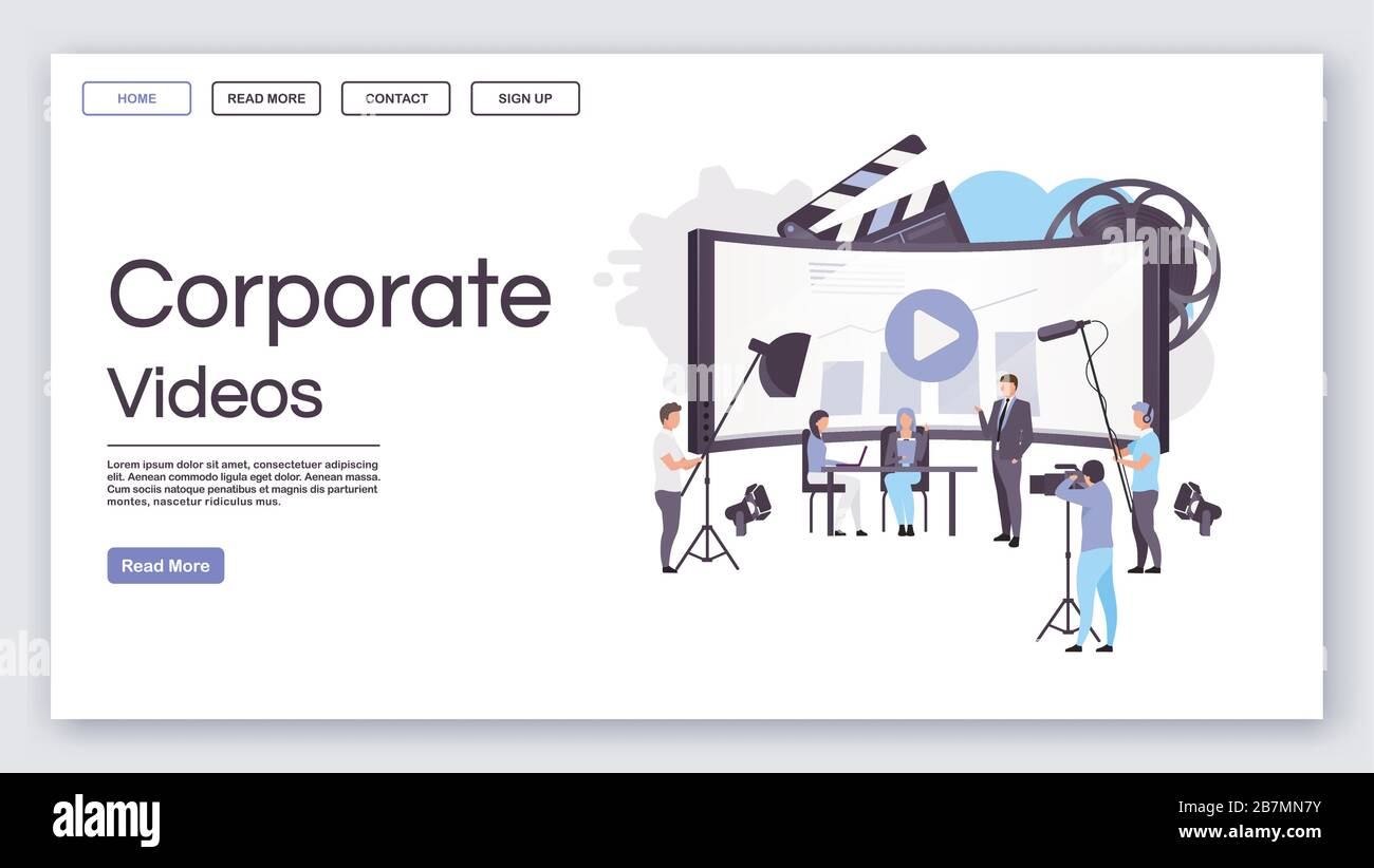 Corporate videos landing page vector template Stock Vector Image & Art ...