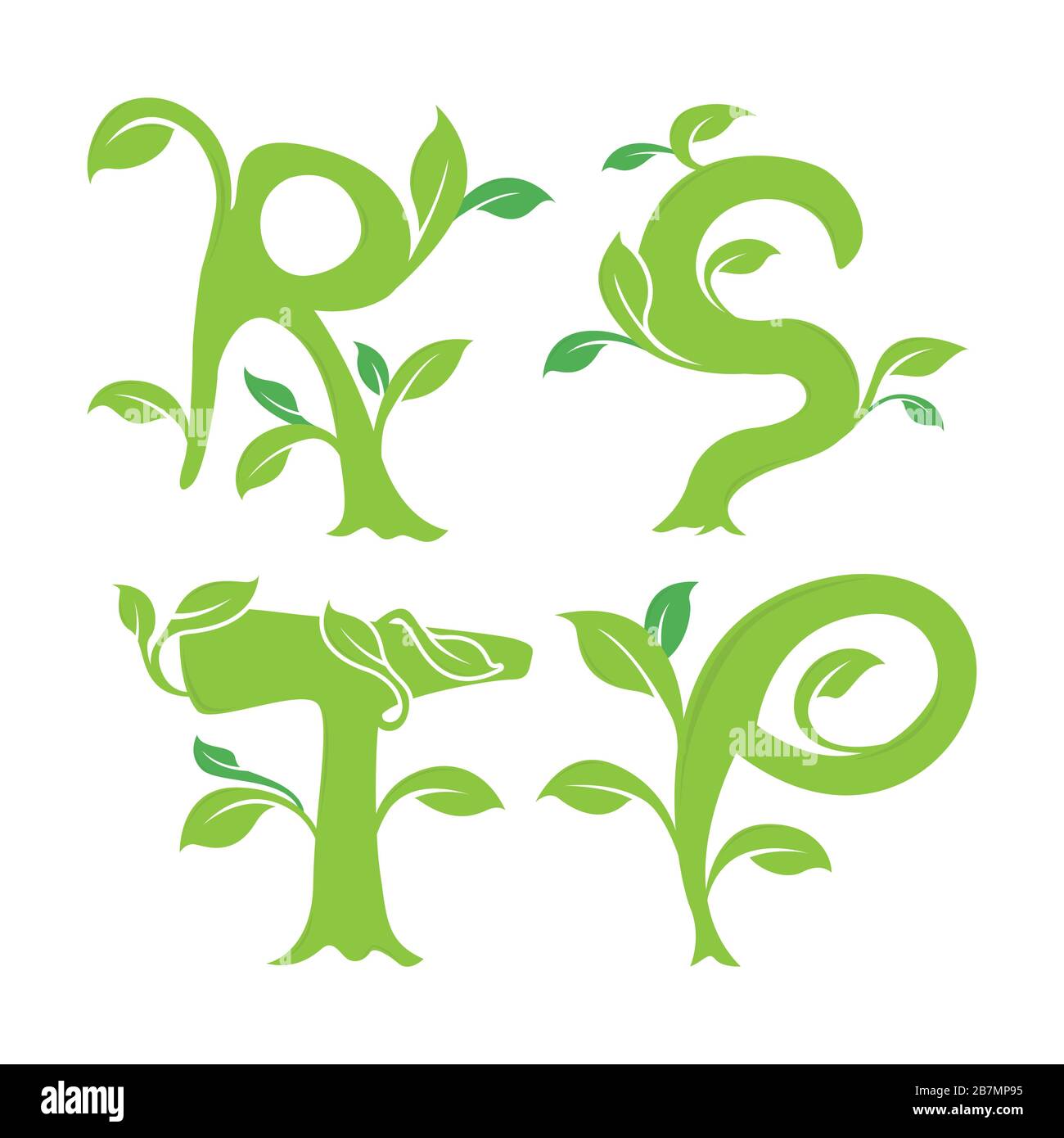 Set of letter ecology nature element font vector. Lettering icon vector ...