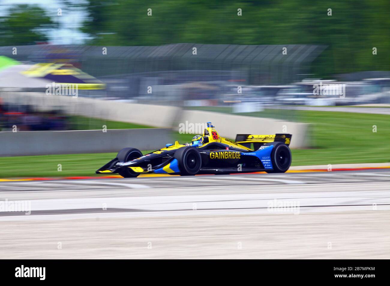 Elkhart Lake, Wisconsin - June 22, 2019: 26 Zach Veach, USA, Andretti Autosport, REV Group Grand Prix at Road America, qualifying for the race. Stock Photo