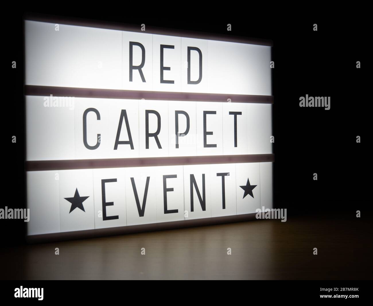 LED light box red carpet event message in dark Stock Photo