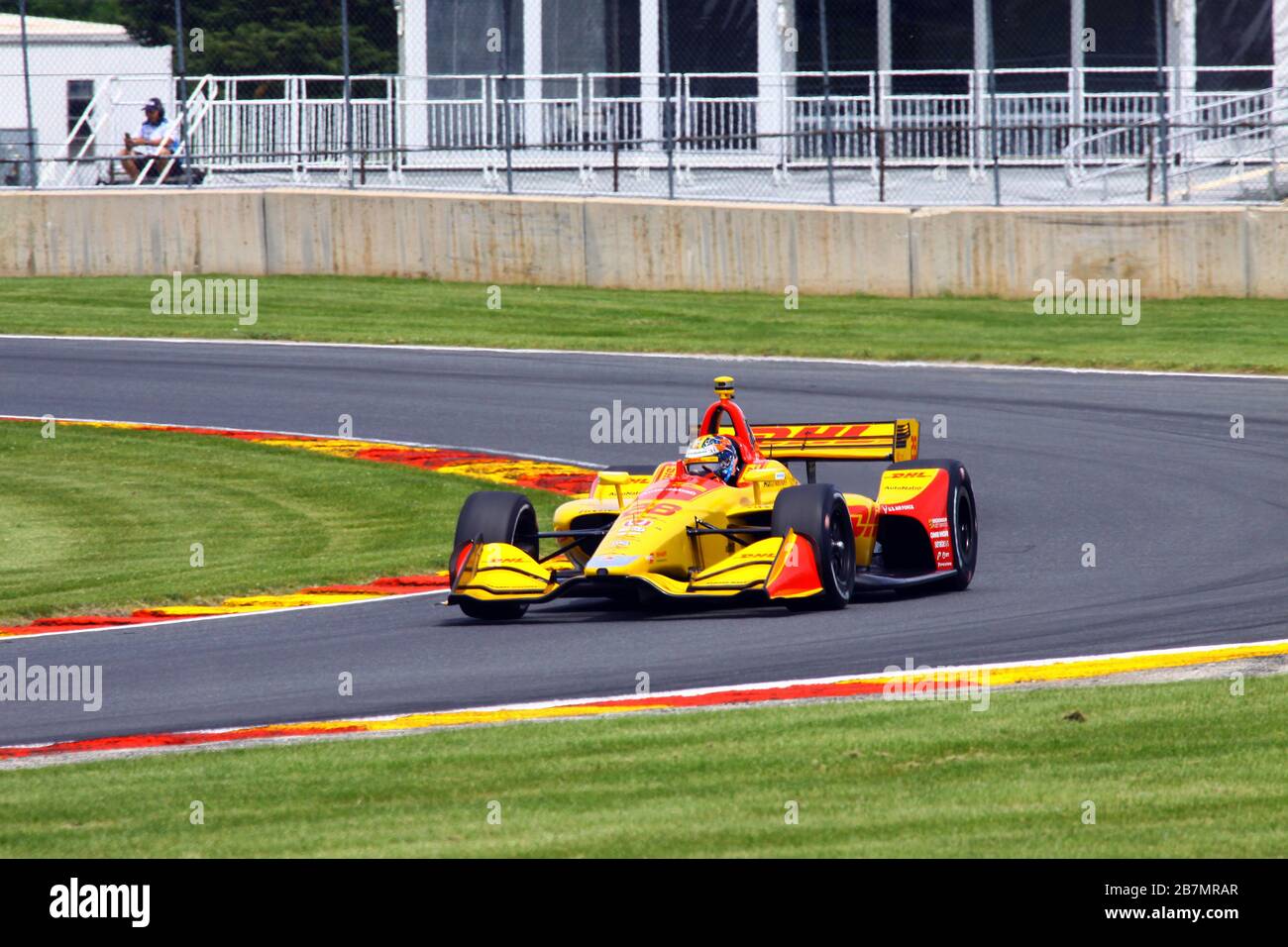 Elkhart Lake, Wisconsin - June 21, 2019: 28 Ryan Hunter-Reay, USA, Andretti Autosport, REV Group Grand Prix at Road America, on course for practice se Stock Photo