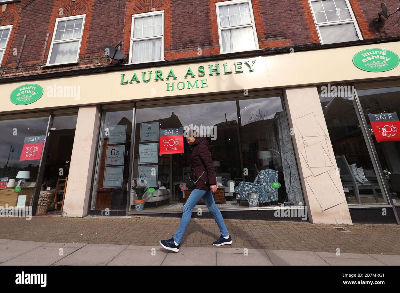 A Laura Ashley store in South Woodford, London. The fashion chain has filed for administration, putting up to 2,700 jobs at risk, after rescue talks were halted by the coronavirus outbreak. Stock Photo