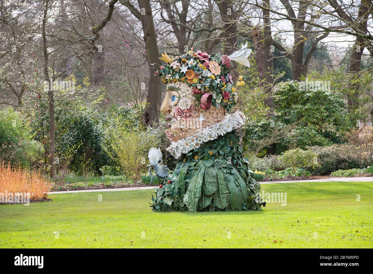 The four seasons sculpture Spring by Philip Hass at RHS Wisley Gardens, Surrey, UK Stock Photo