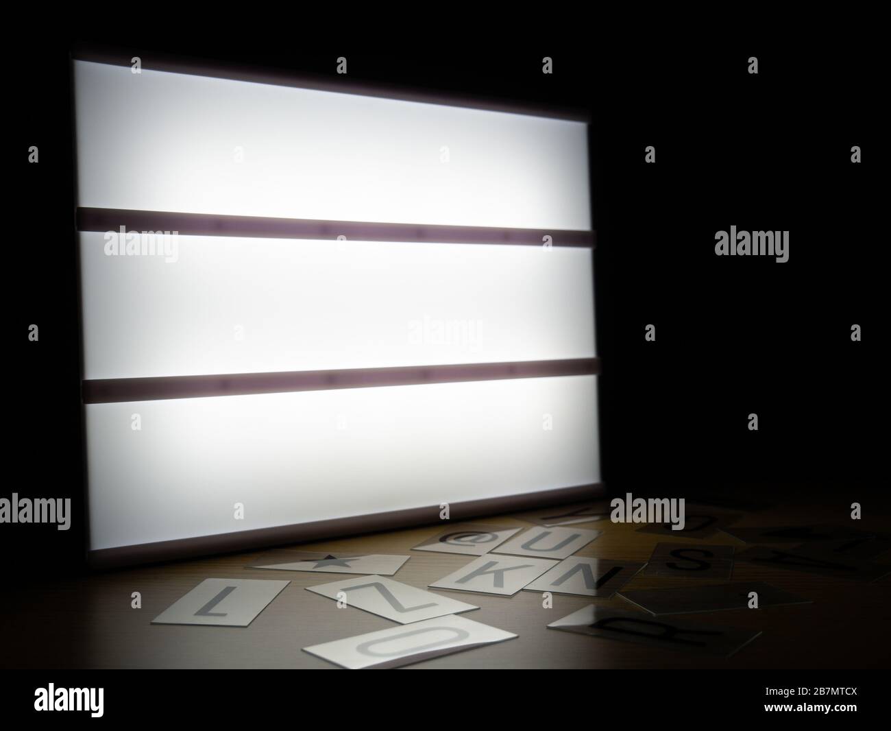 Download Led Light Box Blank Template With Room For Message With Alphabet Letters Below Stock Photo Alamy