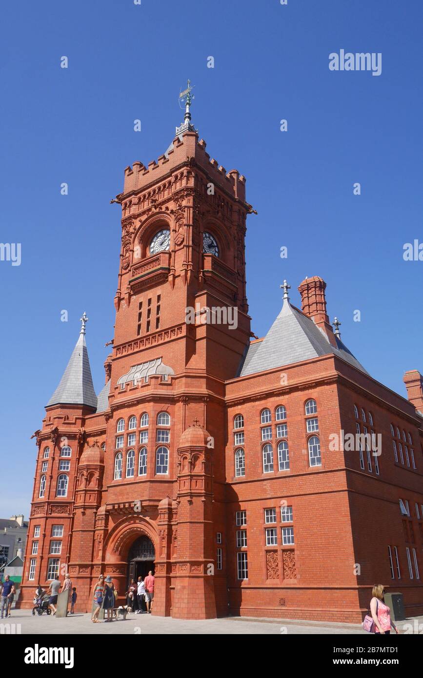 The Grade 1 listed Pierhead building of the National Assembly for Wales, designed by William Frame, Cardiff Bay, Cardiff, Wales, United Kingdom Stock Photo