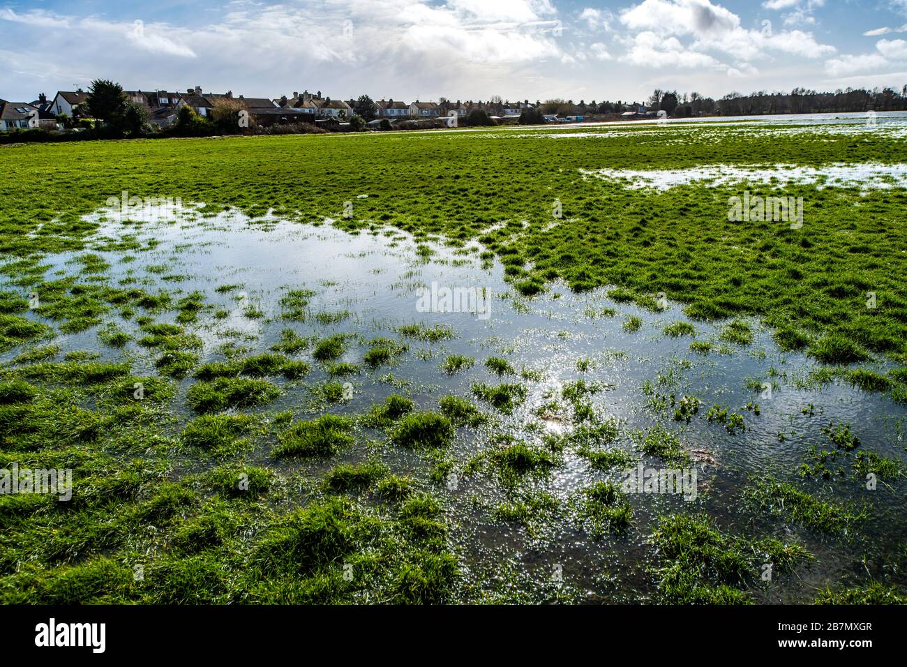 Bulverhythe Recreation Ground - a natural flood plain Stock Photo