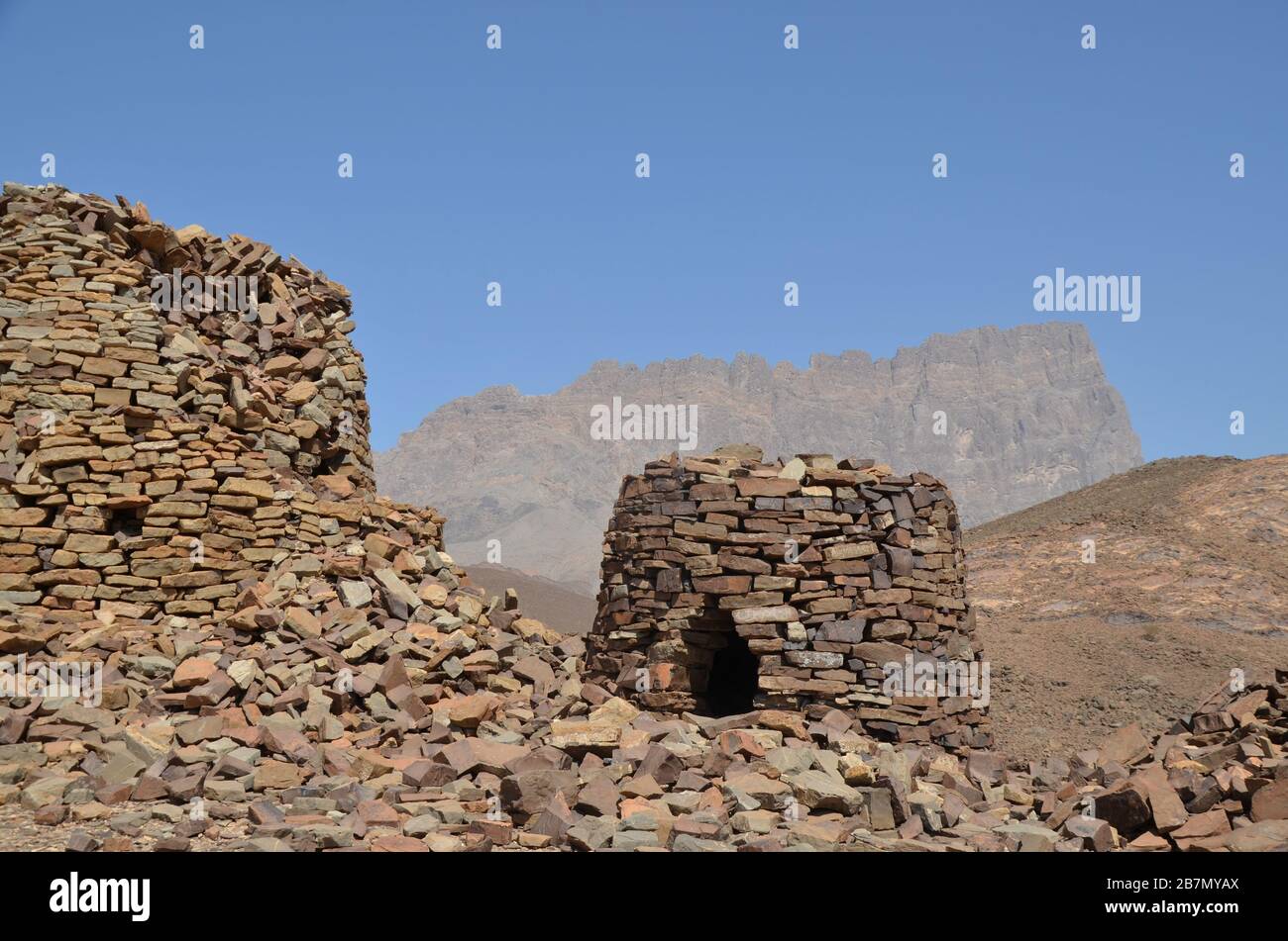 Ancient beehive tombs of Al Ayn Oman Stock Photo