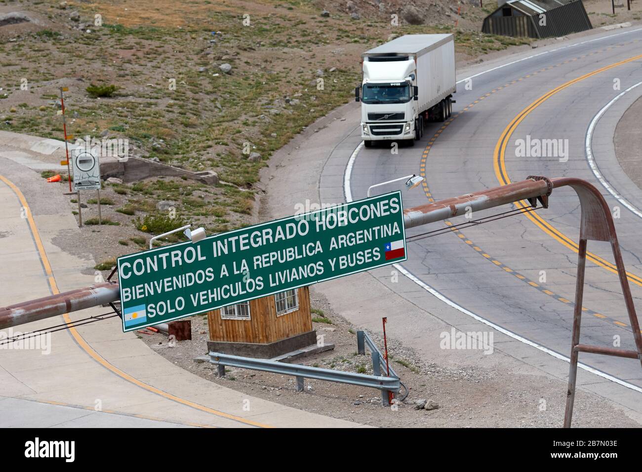 MENDOZA, ARGENTINA, June 10, 2015. Aduana Argentina,customs and migration control from Argentina, Horcones, Las Heras. Foto: Axel Lloret /  www.allofo Stock Photo