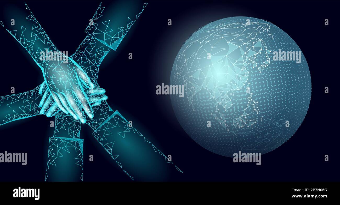 World global unity business concept. Together against problem. Teamwork international solution human protection. Multicultural organisation worldwide Stock Vector