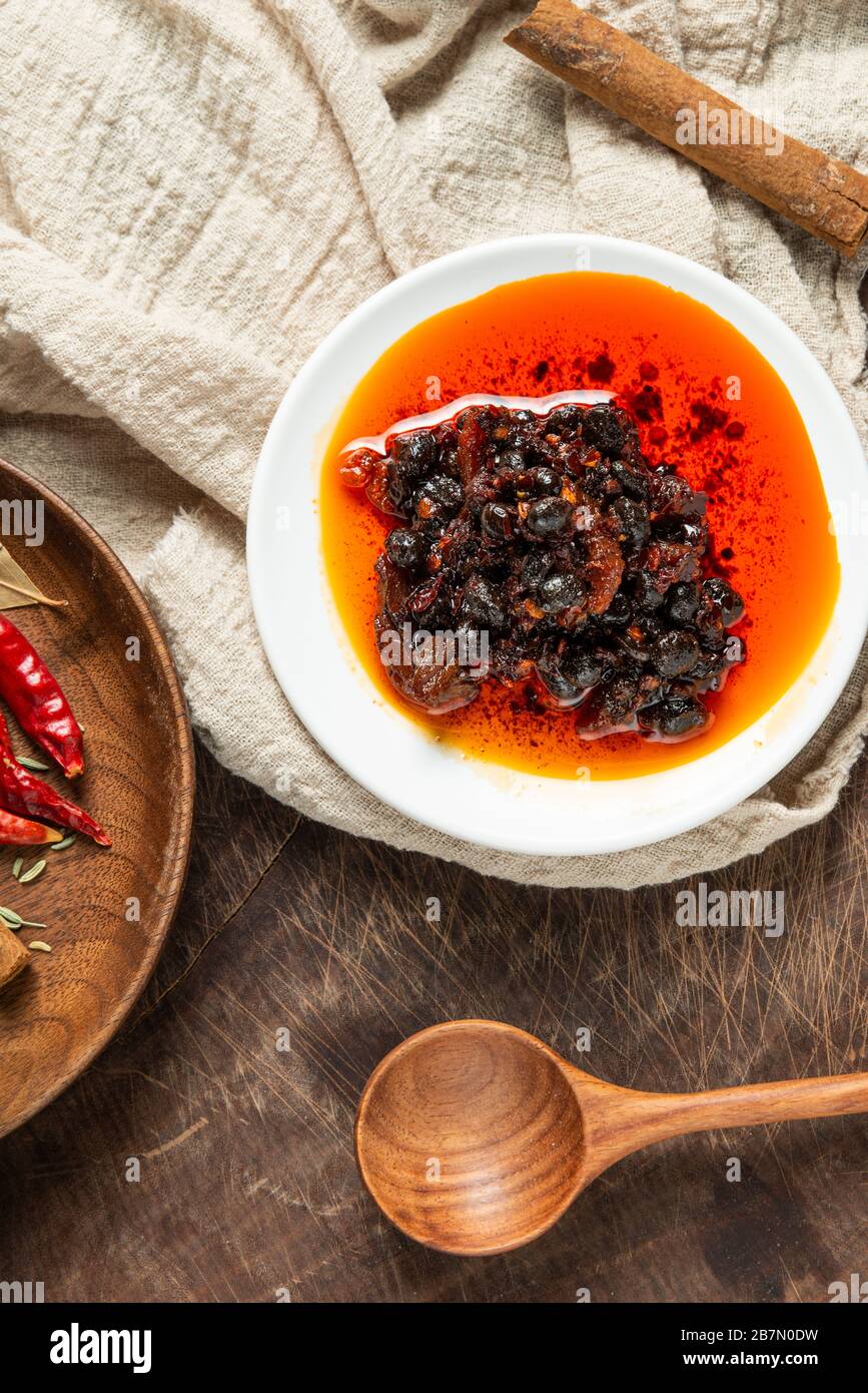 Delicious Chinese spicy beef sauce Stock Photo - Alamy