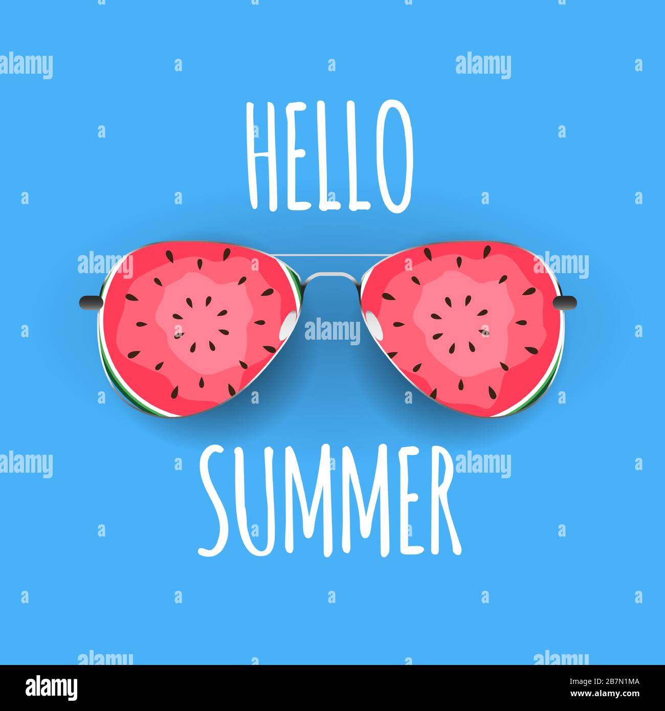 Summer Background with Glass and Watermelon. Vector Illustration Stock Vector