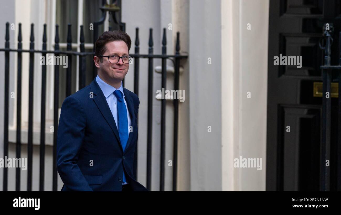 London, UK. 17th Mar, 2020. Alex Burghart MP, PPS to the Prime Minister, arrives at a Cabinet meeting at 10 Downing Street, London Credit: Ian Davidson/Alamy Live News Stock Photo